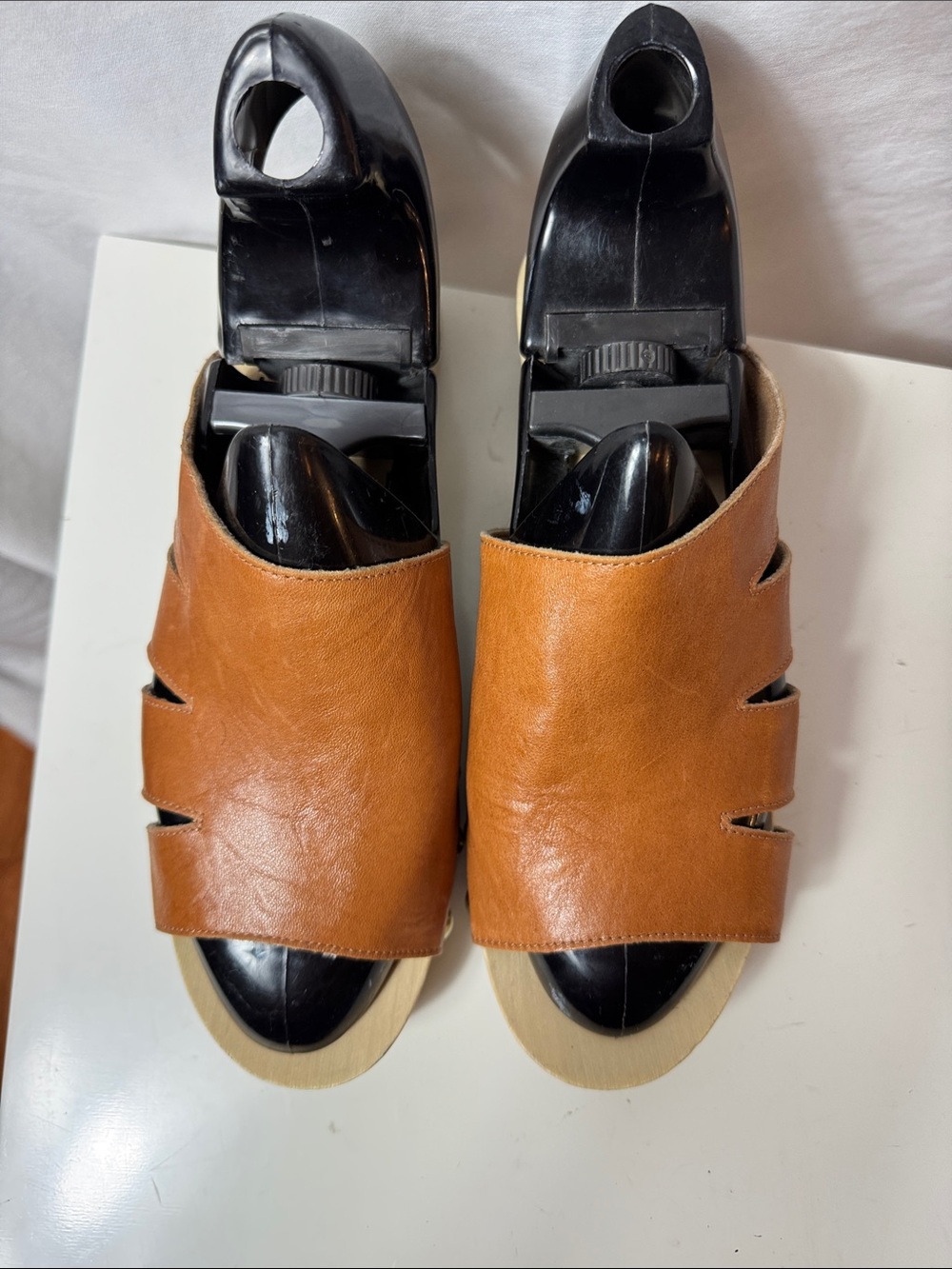 Kelsi Dagger Tan and Natural Cork Slide Sandals